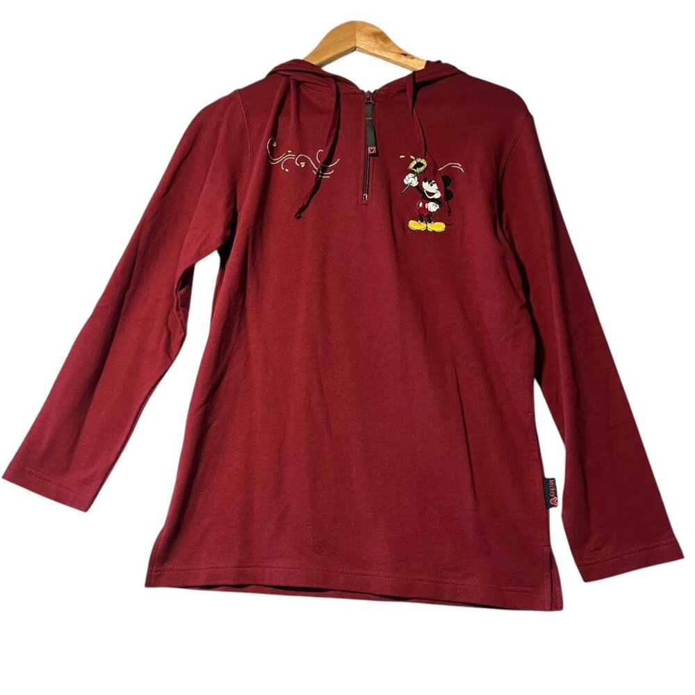 Vtg Mickey Unlimited Sweater Womens S Red 1/2 Zip Pullover Embroidered Deadstock